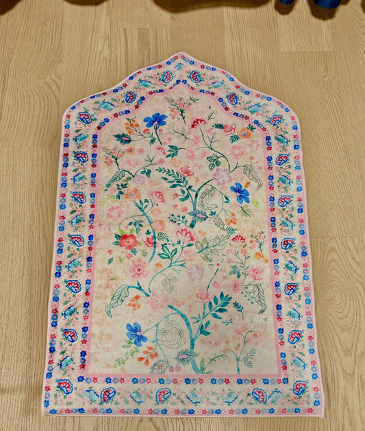 Pink Floral Mihrab Prayer Mat